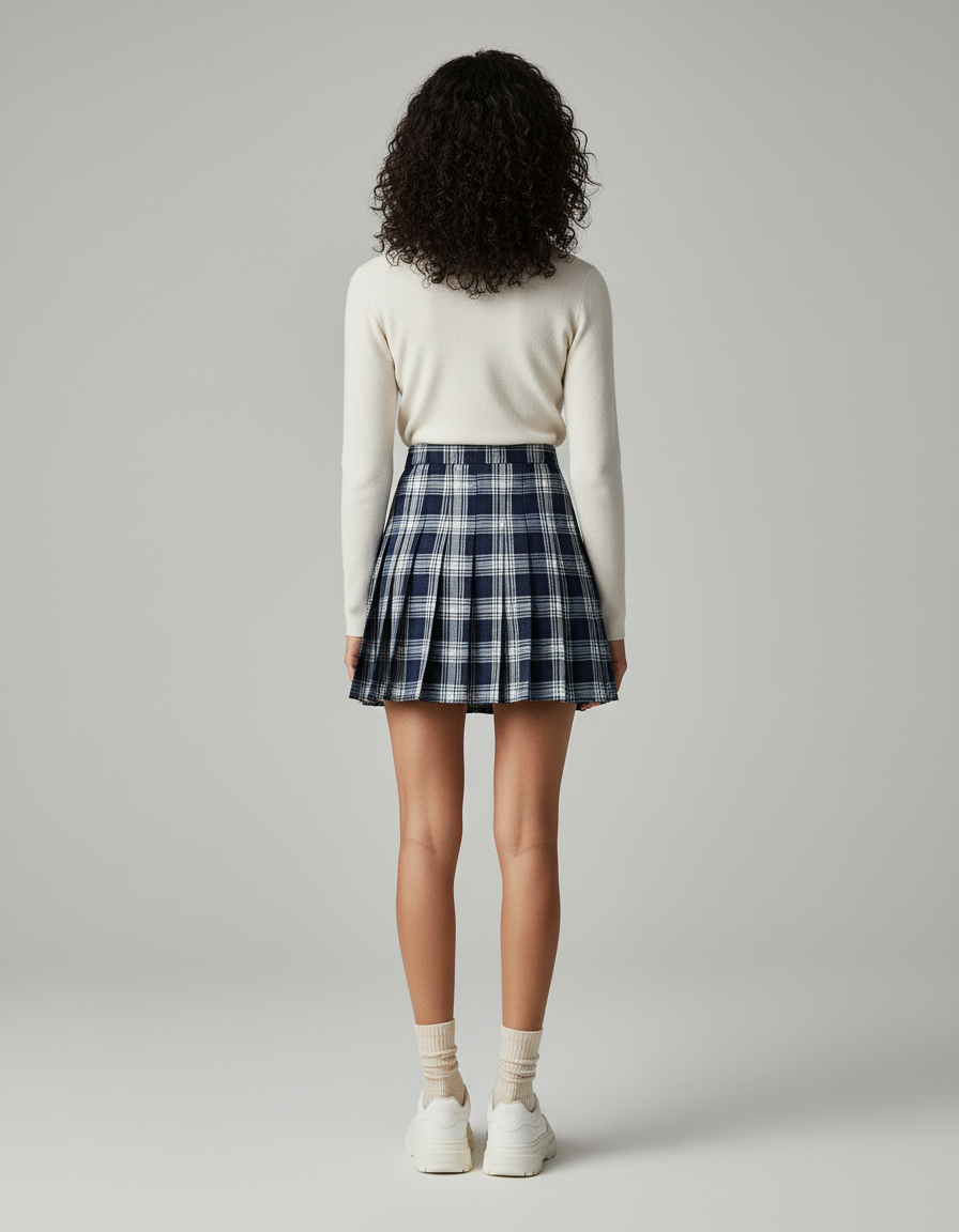 Jupe Patineuse Plaid Plissée Chic