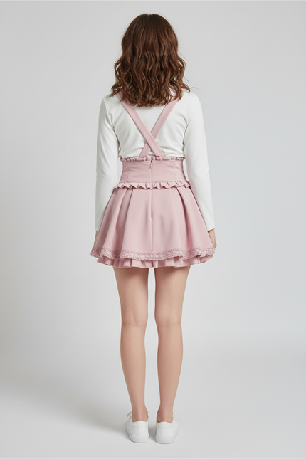 Jupe Patineuse Rose À Bretelles Chic