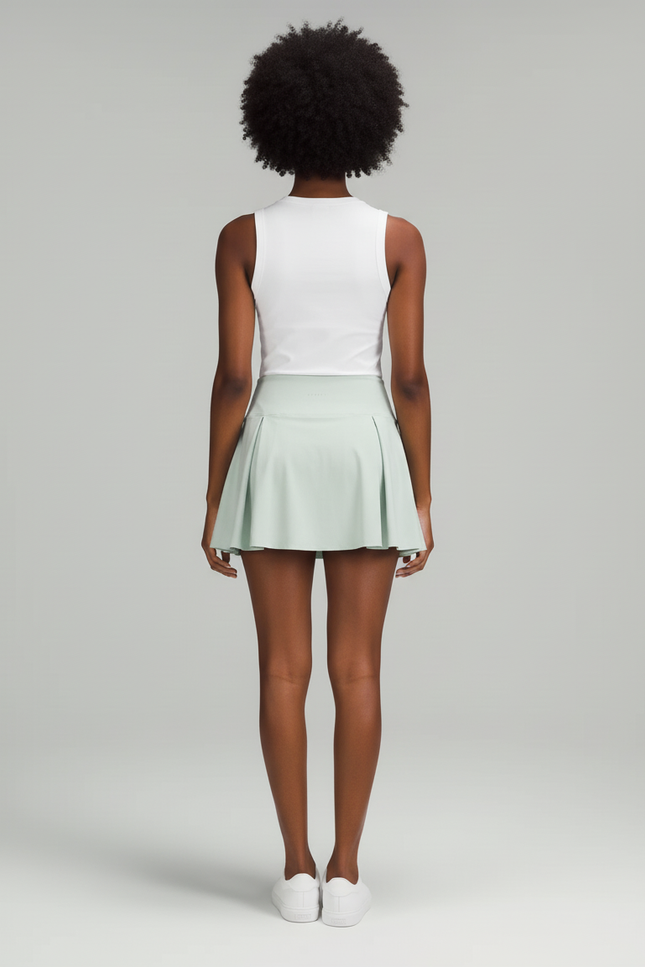 Jupe Patineuse Plissée Menthe Fluide