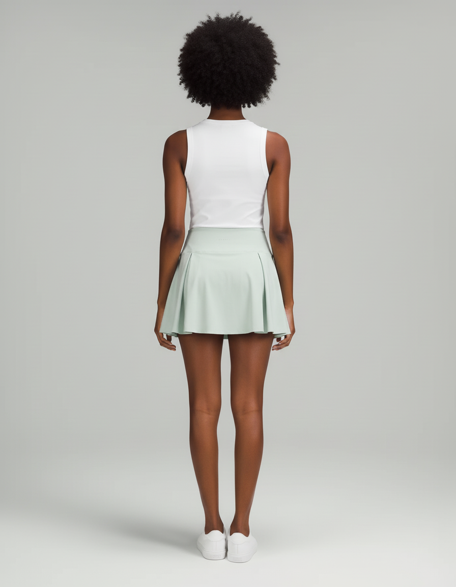 Jupe Patineuse Plissée Menthe Fluide