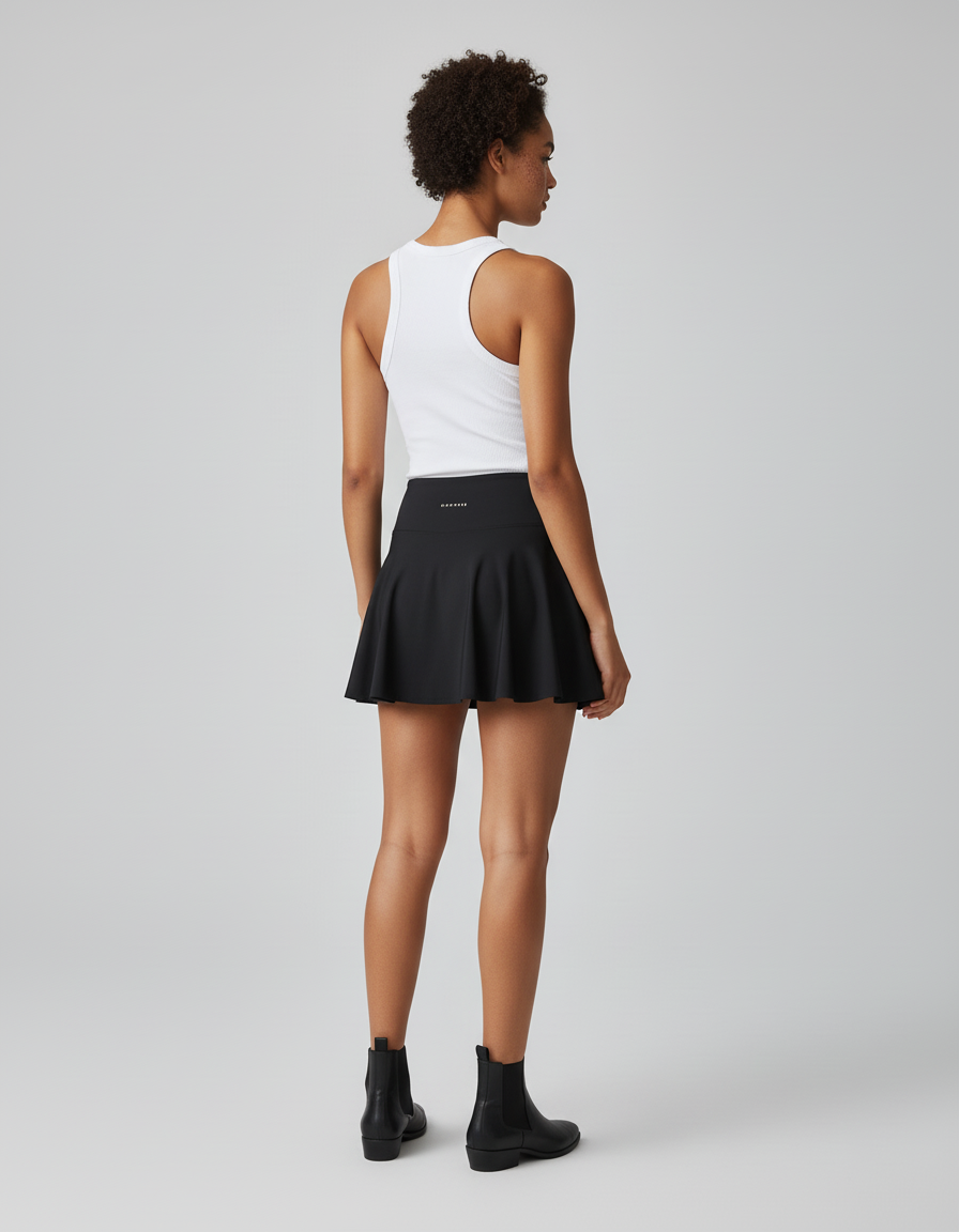 Jupe Patineuse Noire Plissée Fluide Légère