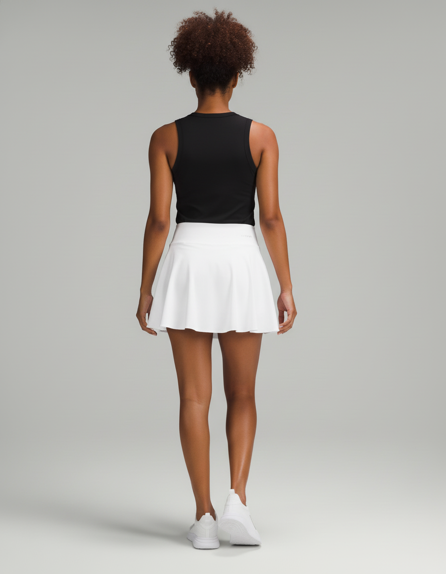 Jupe Patineuse Blanche Plissée Taille Haute