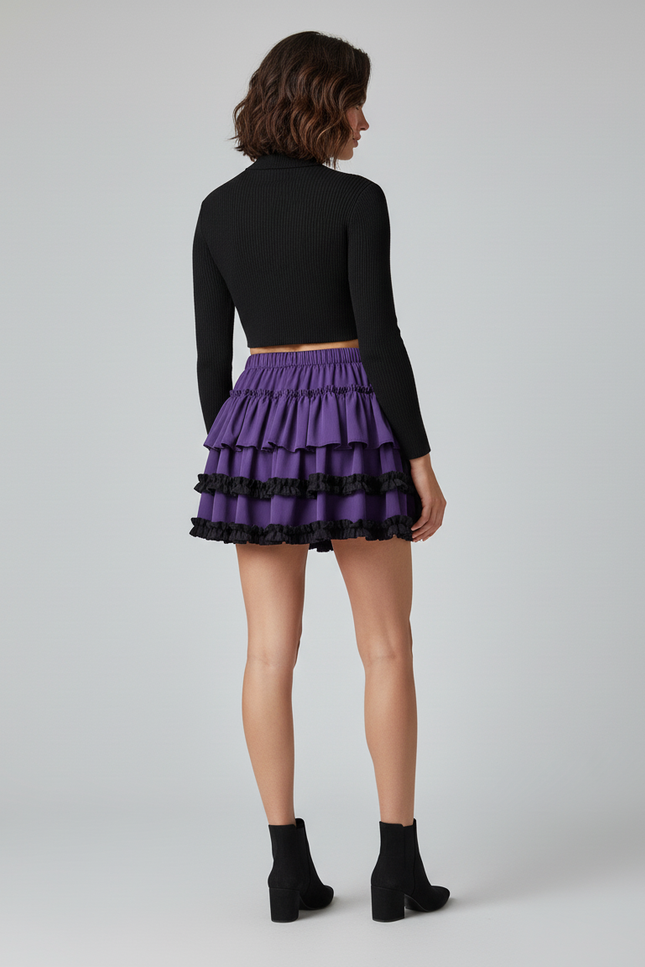 Jupe Patineuse Violette À Volants Décontractée