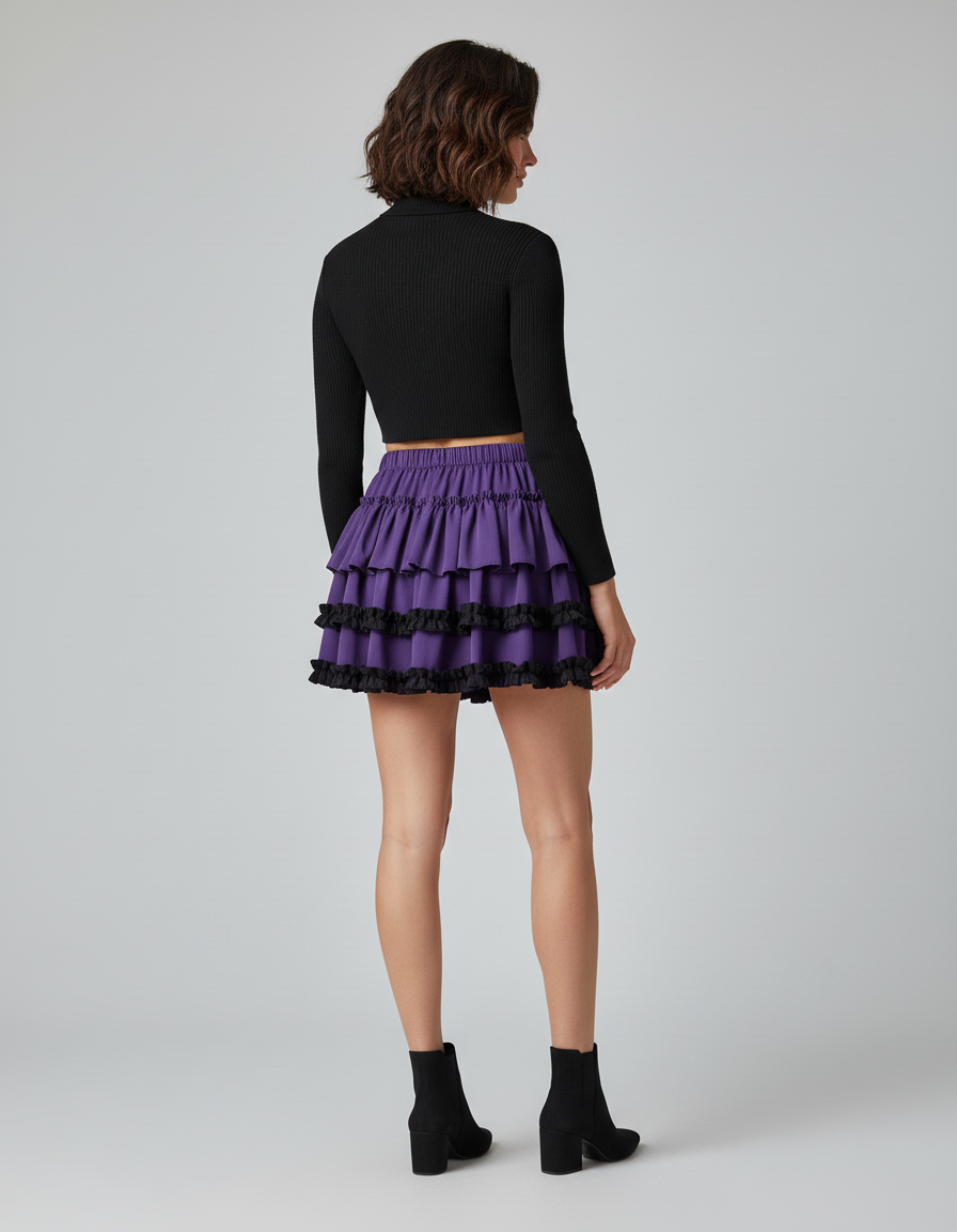 Jupe Patineuse Violette À Volants Décontractée