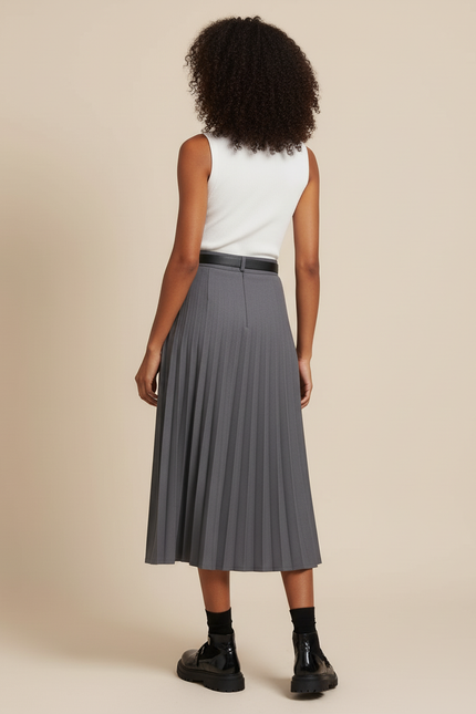 Jupe Patineuse Plissée Grise Élégante