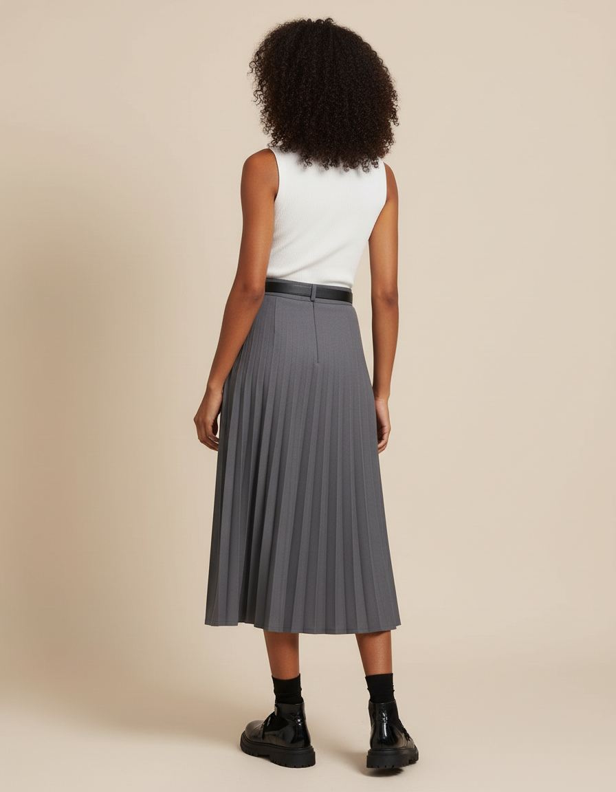 Jupe Patineuse Plissée Grise Élégante