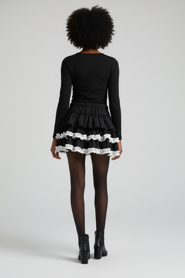 Jupe Patineuse À Volants Blancs Chic