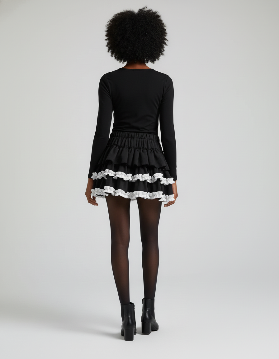 Jupe Patineuse À Volants Blancs Chic