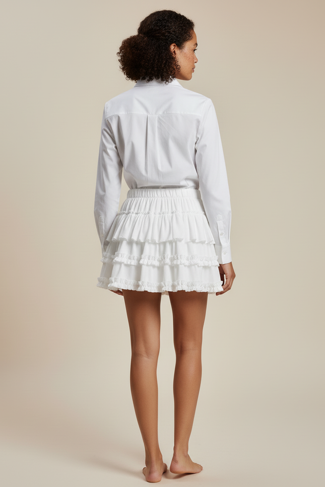 Jupe Patineuse Blanche Volantée Chic