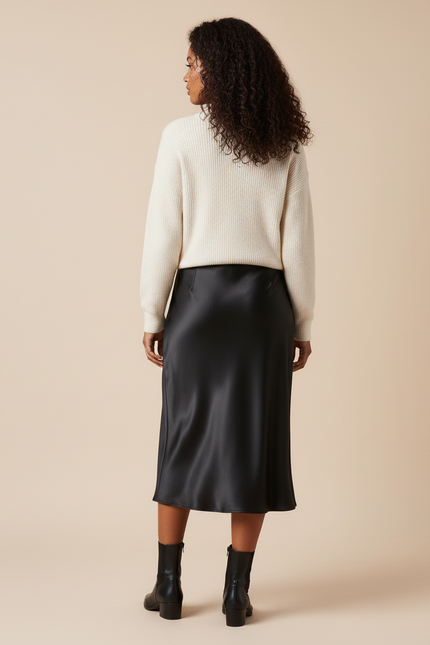 Jupe Patineuse Noire Satinée Élégante