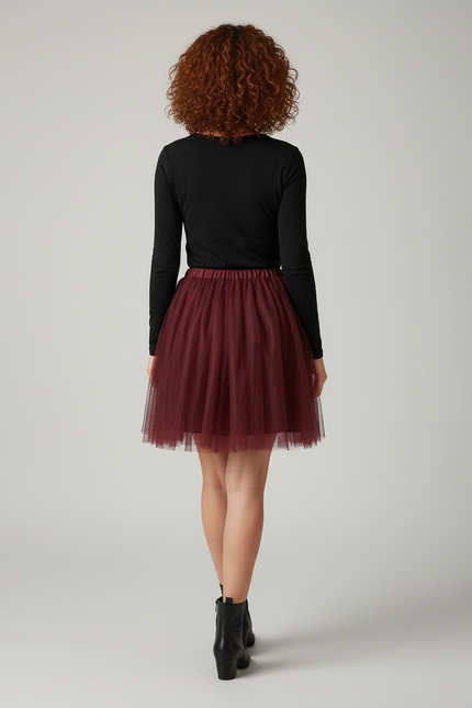 Jupe Patineuse Bordeaux Femme