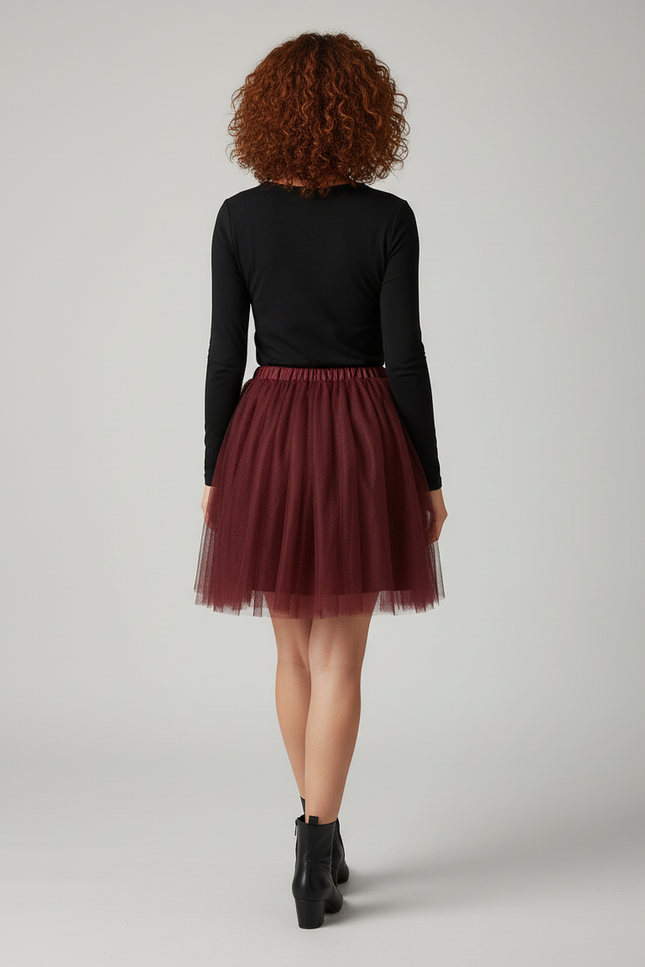 Jupe Patineuse Bordeaux Femme