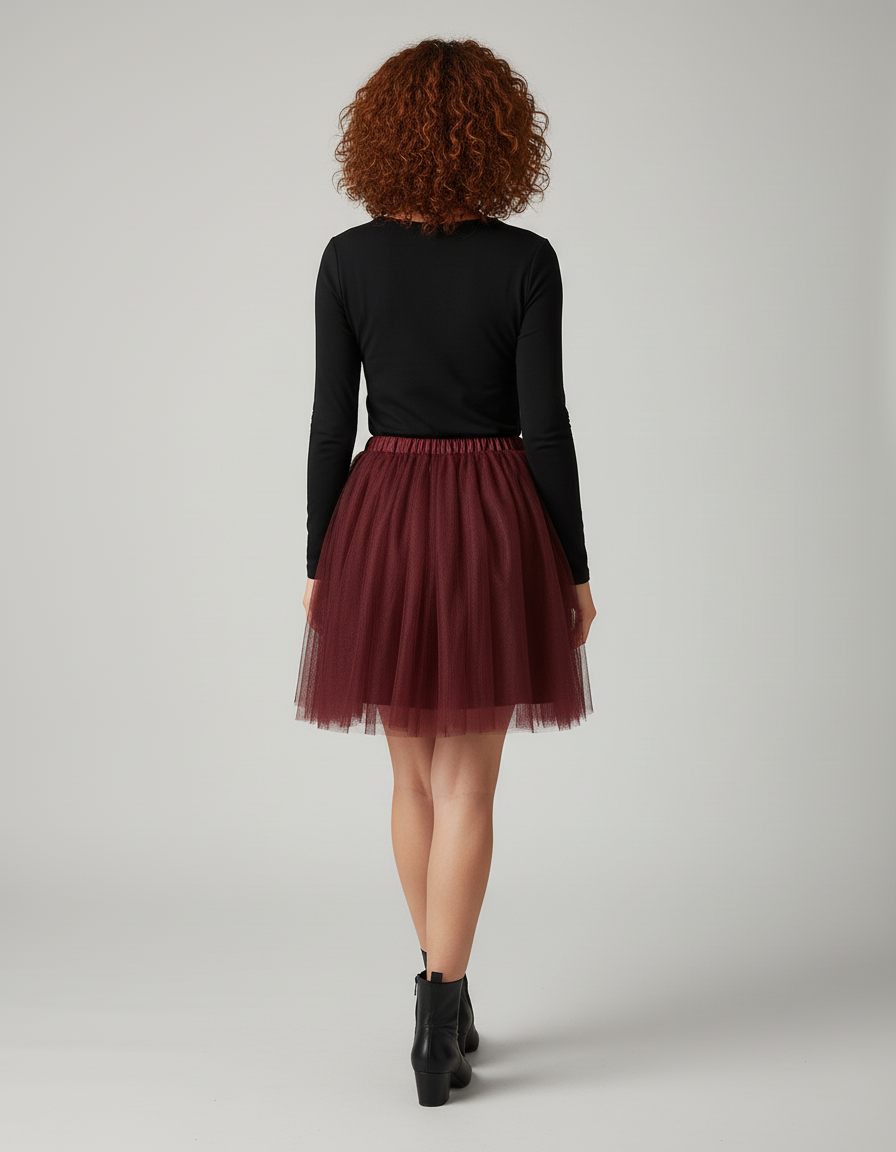 Jupe Patineuse Bordeaux Femme