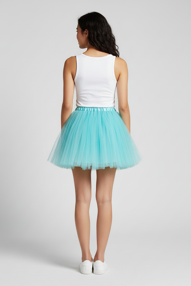 Jupe Patineuse Tulle Bleue Plissée