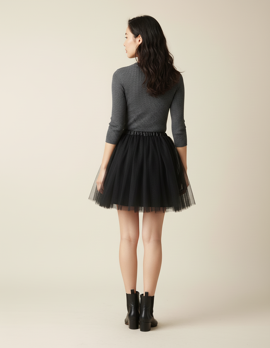Jupe Patineuse Noire Tulle Chic