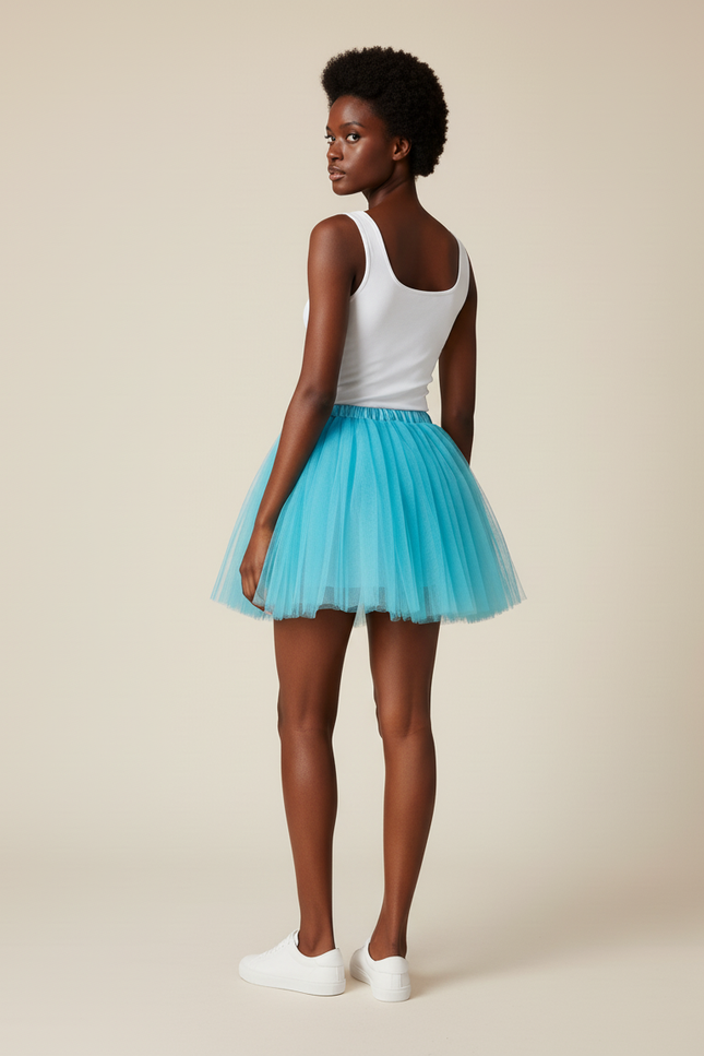Jupe Patineuse Tulle Bleu Turquoise Fluide