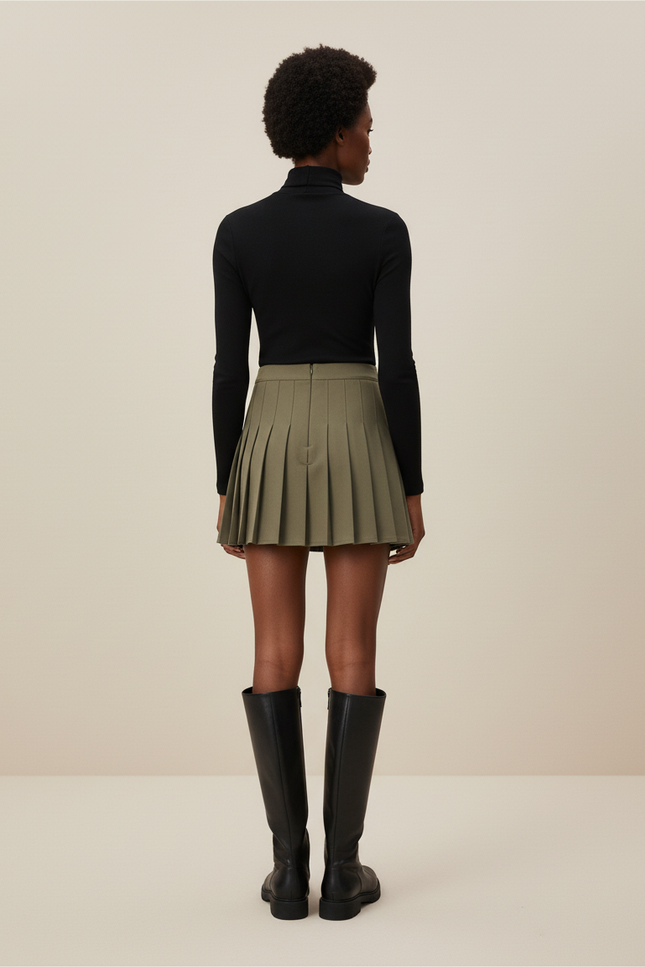 Jupe Patineuse Verte Plissée Chic