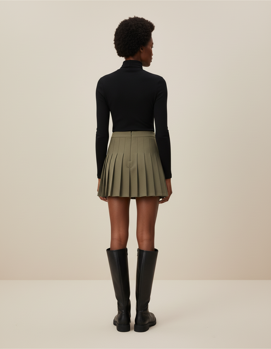 Jupe Patineuse Verte Plissée Chic