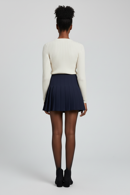 Jupe Patineuse Bleue Marine Plissée Chic Moderne