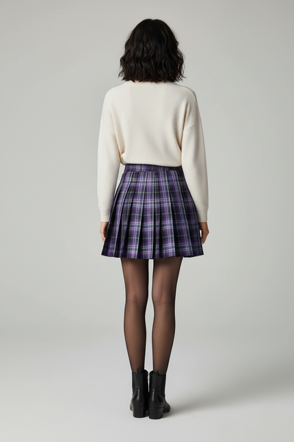 Jupe Patineuse Plissée Écossaise Preppy