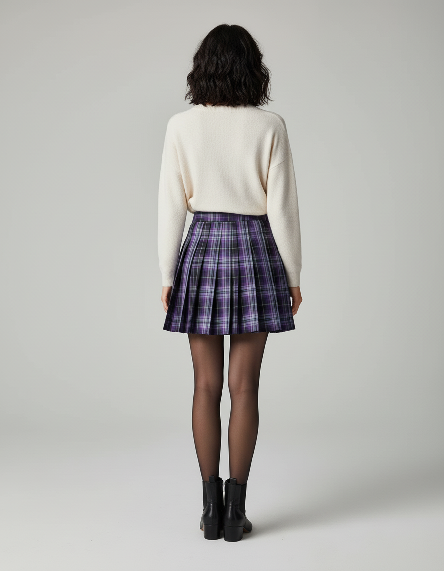 Jupe Patineuse Plissée Écossaise Preppy
