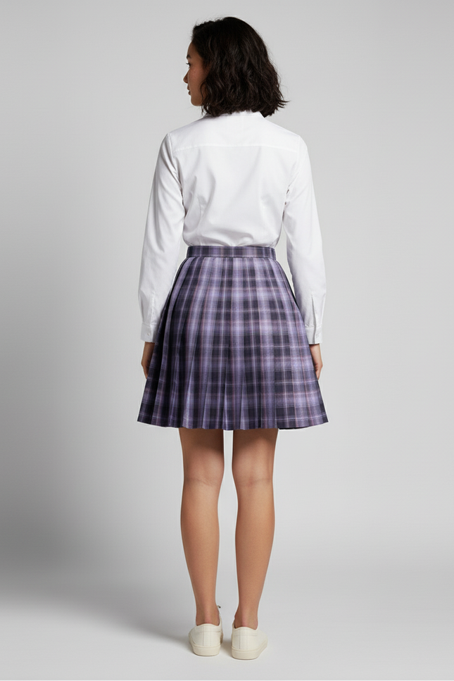 Jupe Patineuse Carreaux Violet Preppy