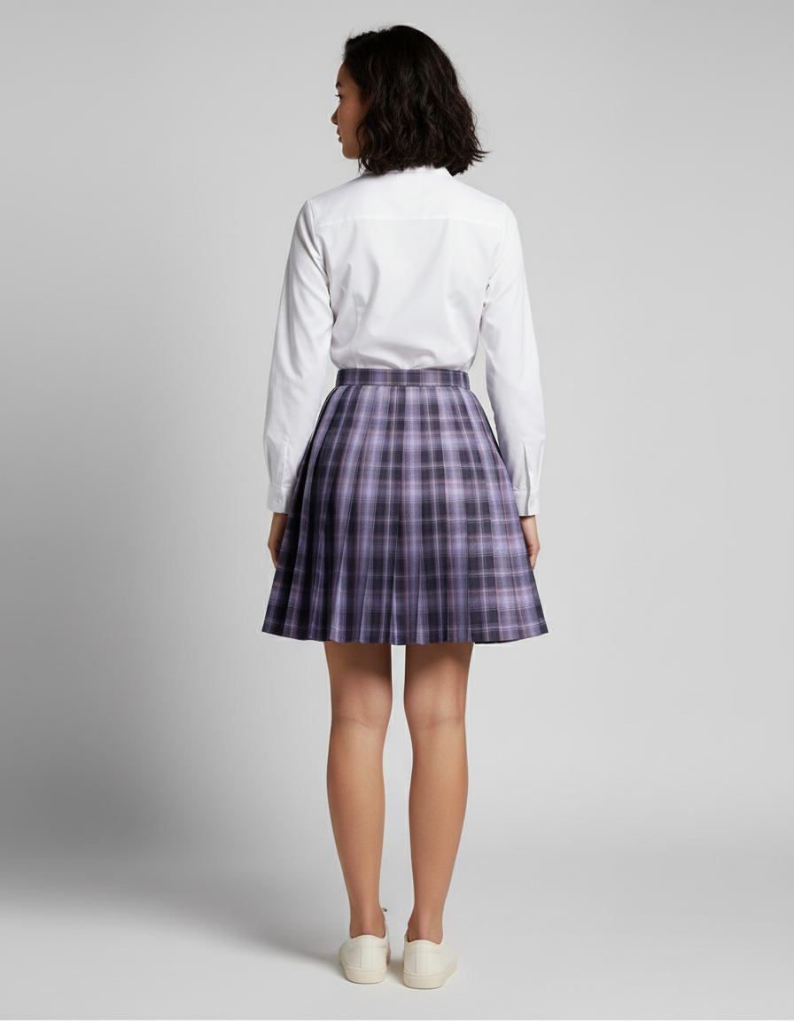 Jupe Patineuse Carreaux Violet Preppy