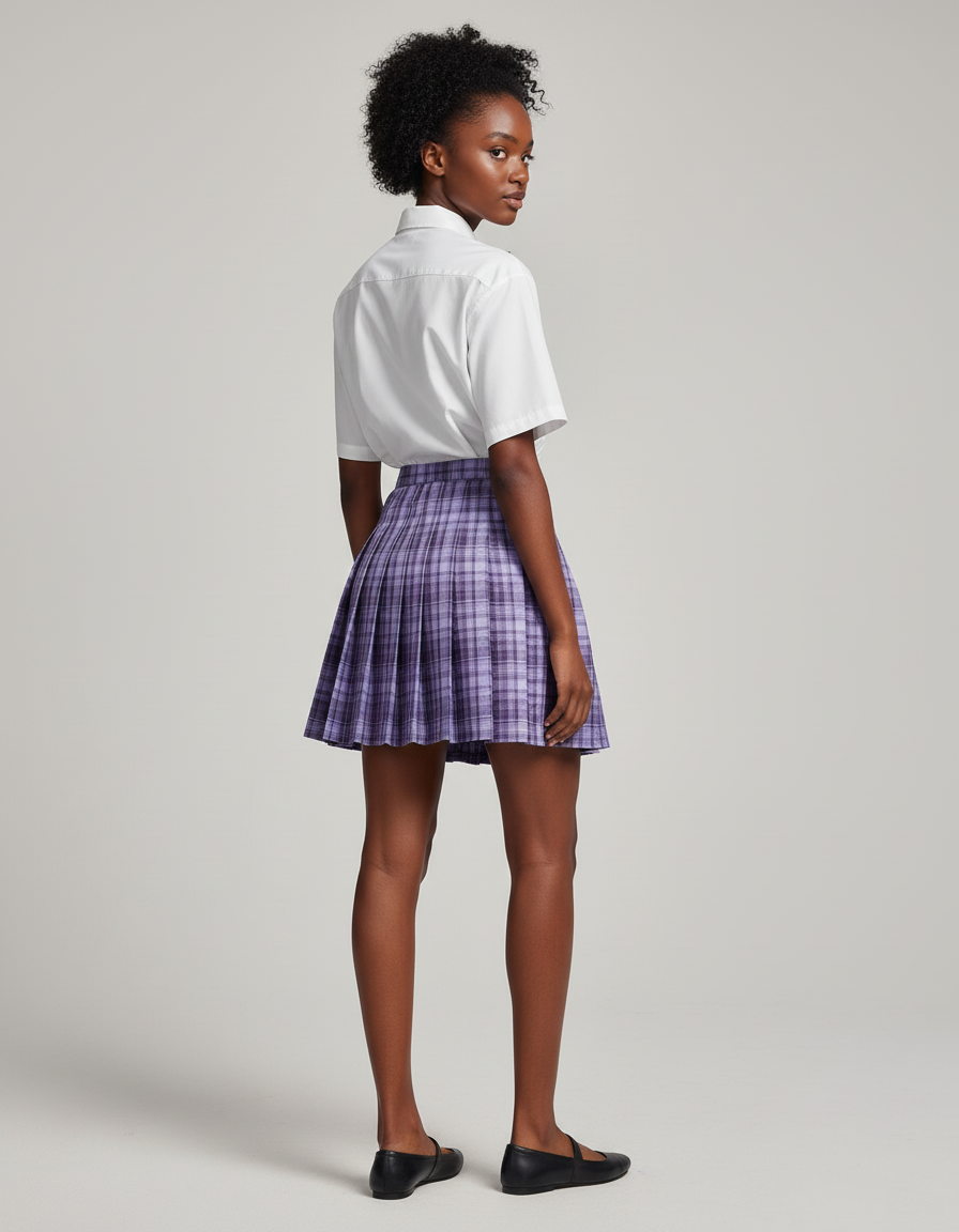 Jupe Patineuse Violette Écossaise Preppy
