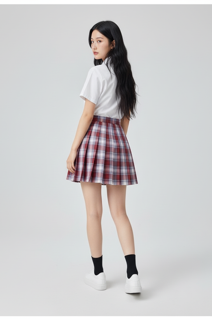 Jupe Patineuse Plaid Plissée Mignonne