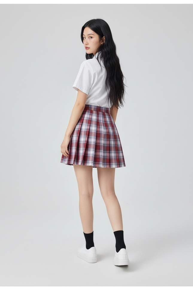 Jupe Patineuse Plaid Plissée Mignonne