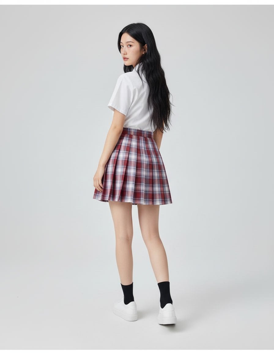 Jupe Patineuse Plaid Plissée Mignonne