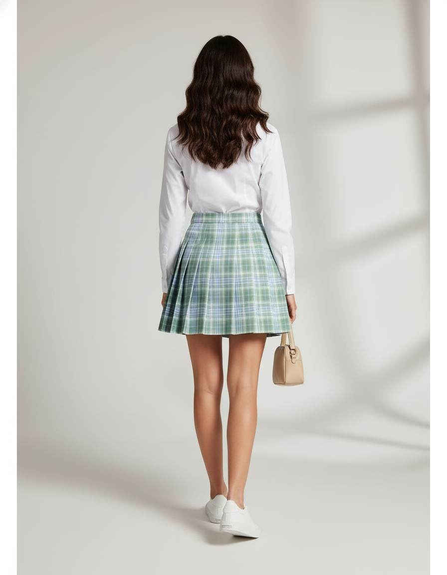 Jupe Patineuse Carreaux Plissée