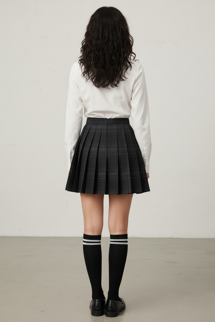 Jupe Patineuse Plaid Plissée Preppy Tendance