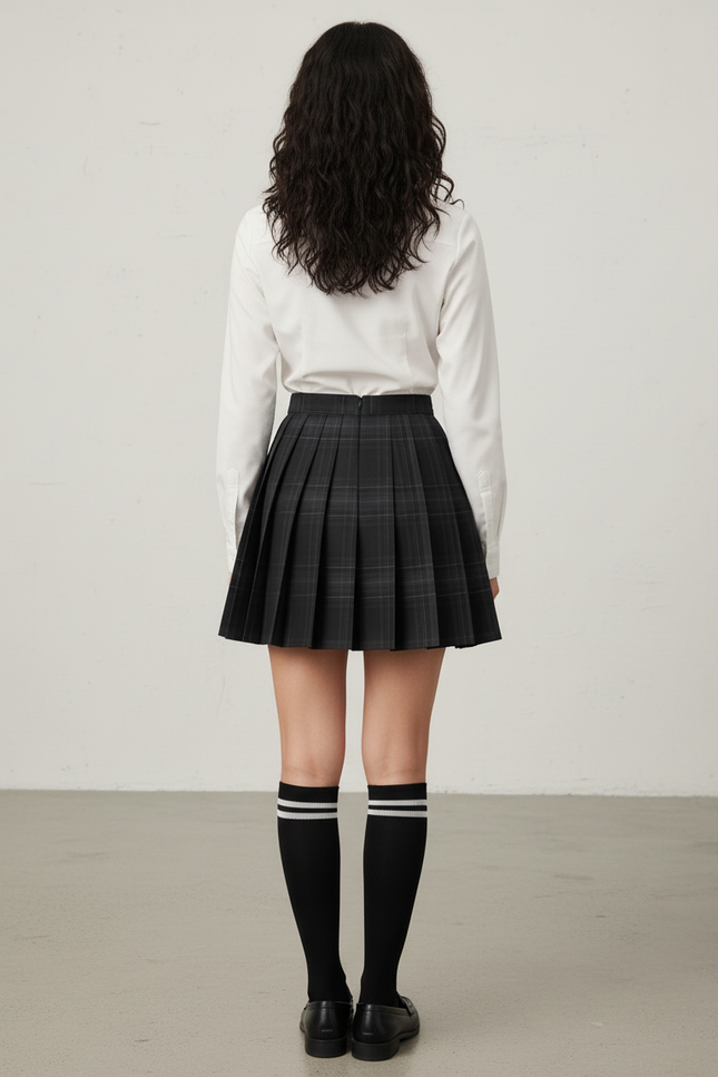 Jupe Patineuse Plaid Plissée Preppy Tendance