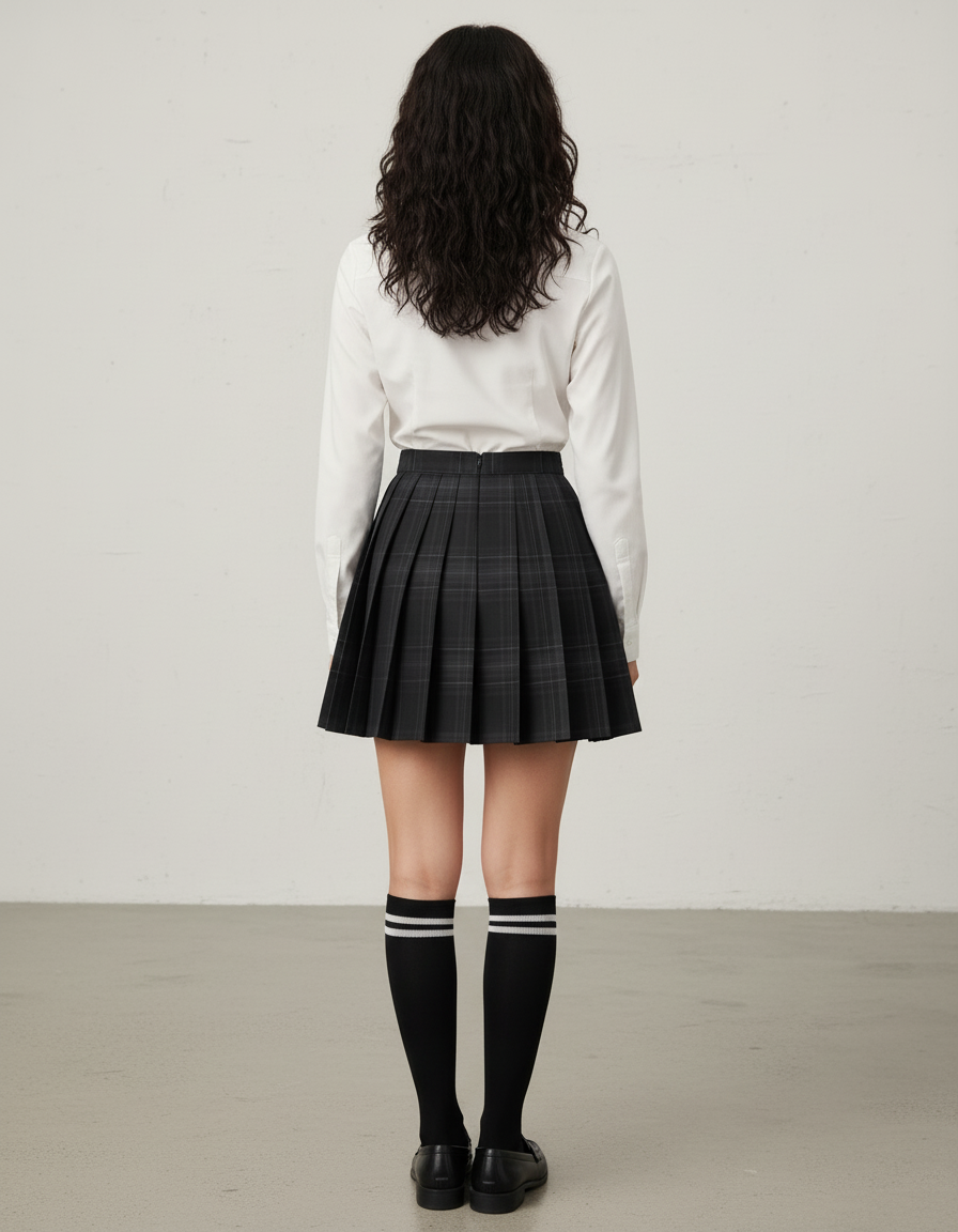 Jupe Patineuse Plaid Plissée Preppy Tendance