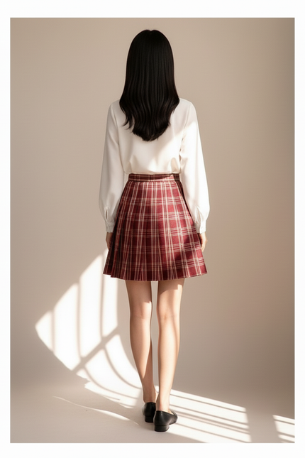 Jupe Patineuse Écossaise Plissée Preppy