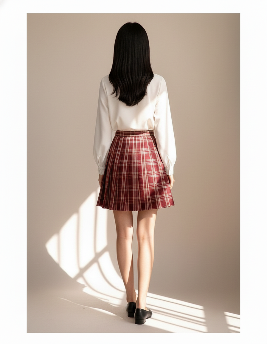 Jupe Patineuse Écossaise Plissée Preppy