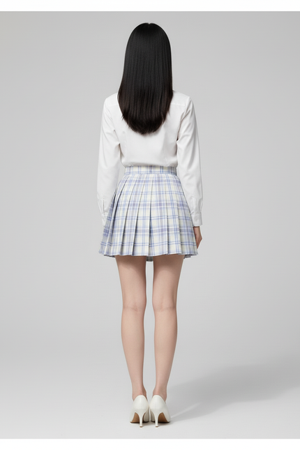 Jupe Patineuse Plaid Plissée Décontractée