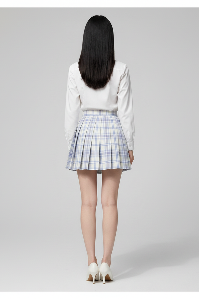 Jupe Patineuse Plaid Plissée Décontractée