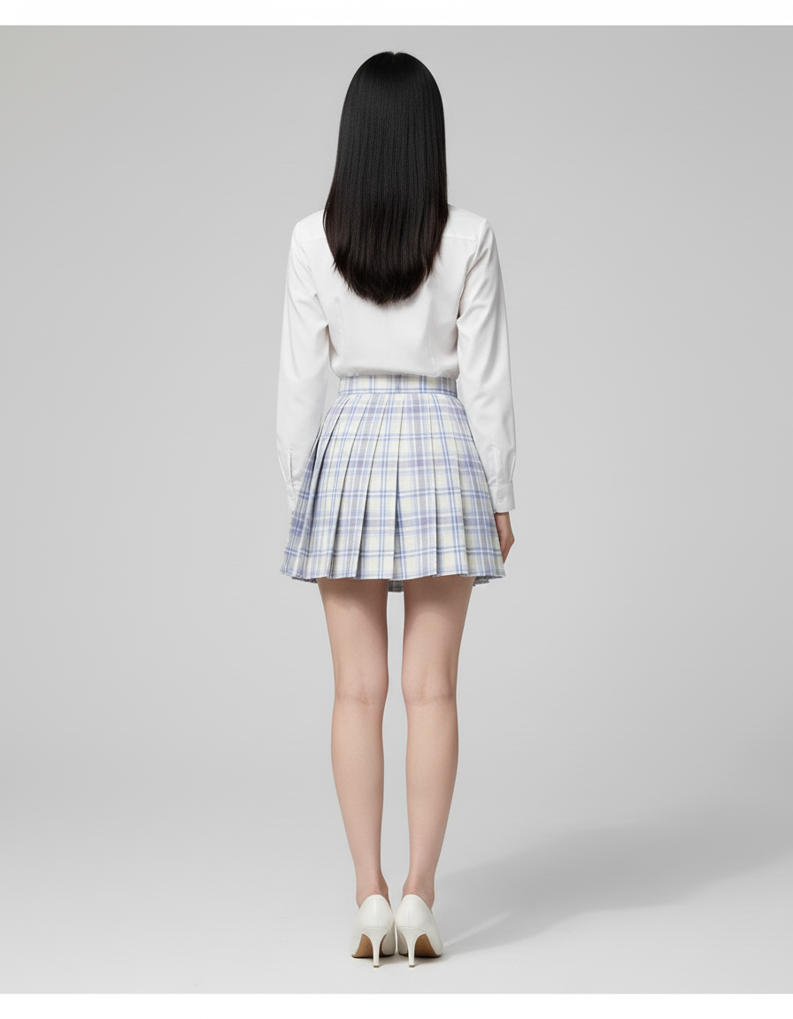 Jupe Patineuse Plaid Plissée Décontractée