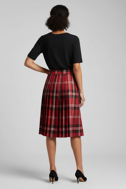 Jupe Patineuse Écossaise Plissée Chic