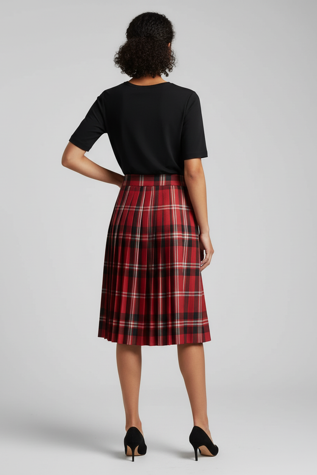 Jupe Patineuse Écossaise Plissée Chic
