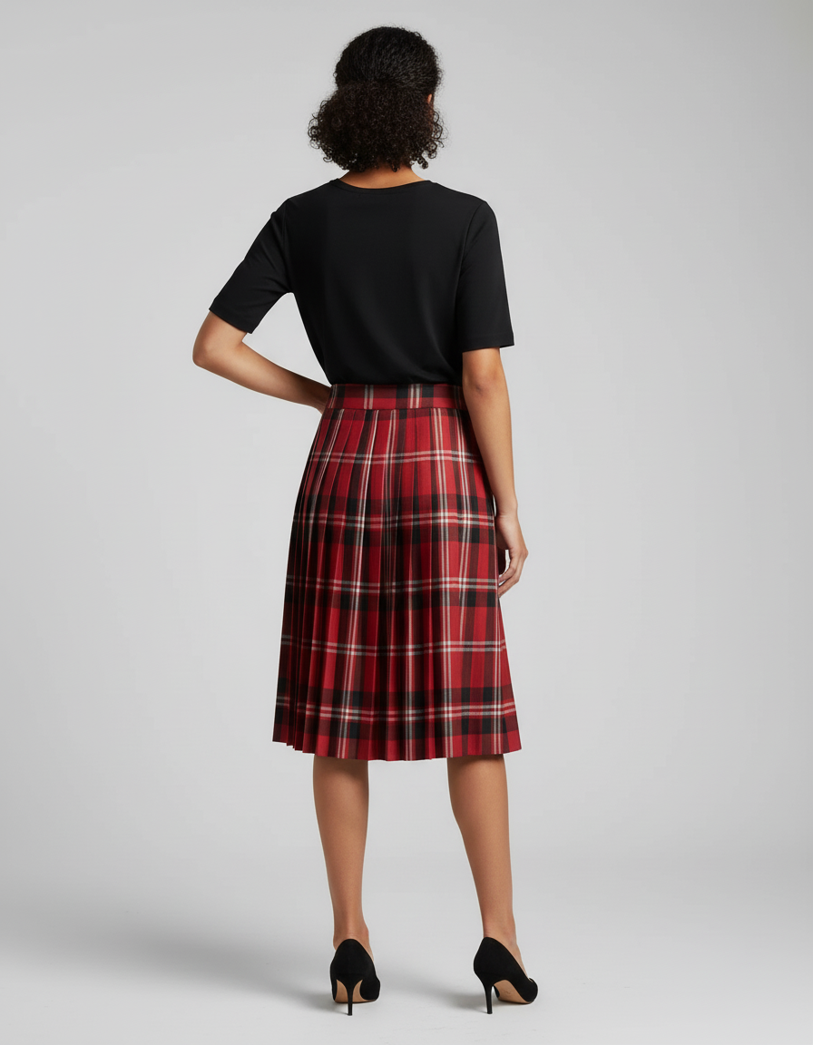 Jupe Patineuse Écossaise Plissée Chic