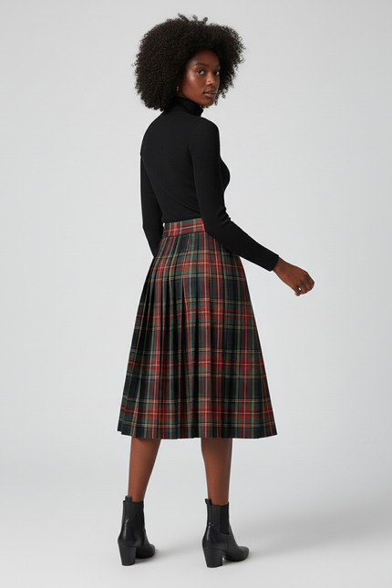 Jupe Patineuse Écossaise Plissée Chic Classique