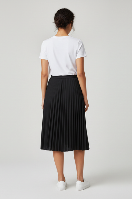 Jupe Patineuse Plissée Noire Élégante