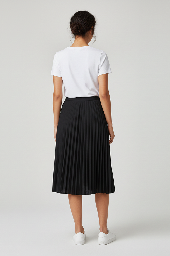 Jupe Patineuse Plissée Noire Élégante