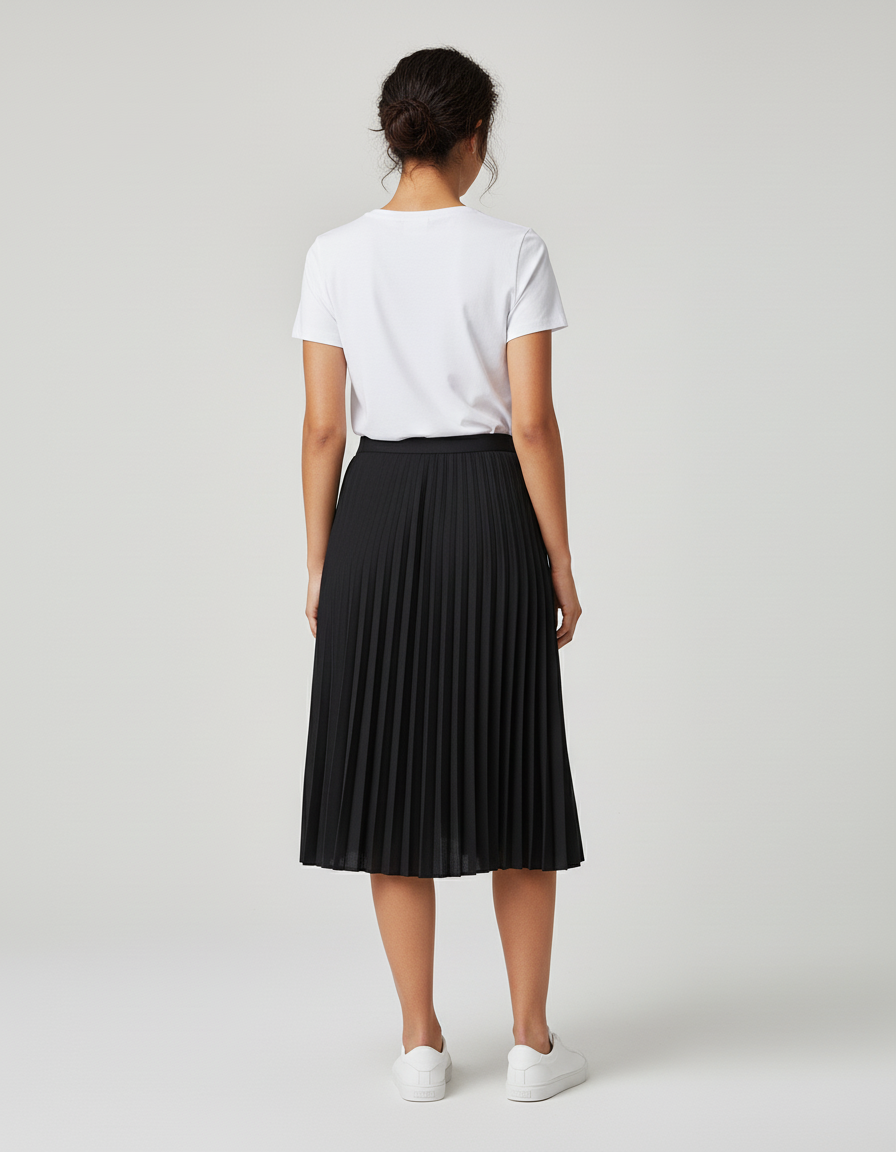 Jupe Patineuse Plissée Noire Élégante