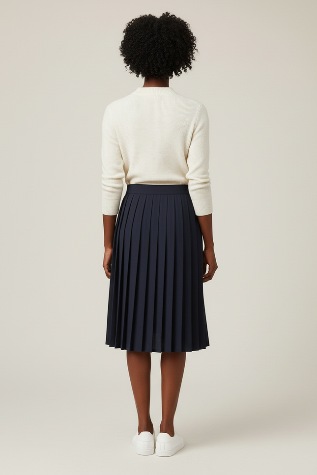 Jupe Patineuse Bleue Marine Plissée Chic Élégante