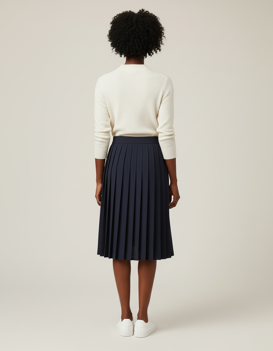 Jupe Patineuse Bleue Marine Plissée Chic Élégante