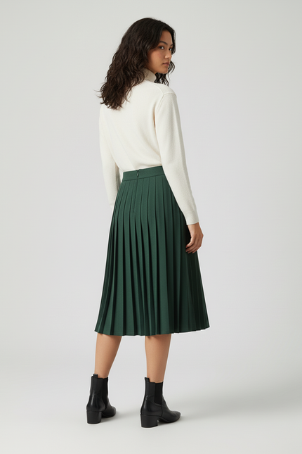 Jupe Patineuse Verte Plissée Élégante